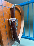 Brighton Brown Leather Belt with Ornate Silver Buckle