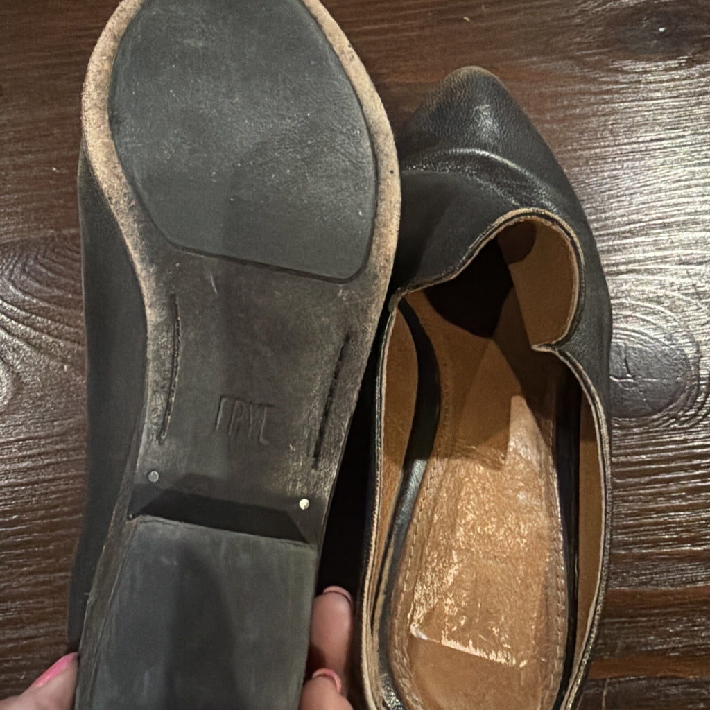 Black Leather Slip-On Mule Shoes by IRYE