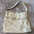 Tote Le Monde Women Barcelona Shoulder Bag Cream Pebbled Leather Minimalist