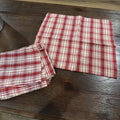 Set of 6 Red Plaid Print Cotton Napkins 18x18