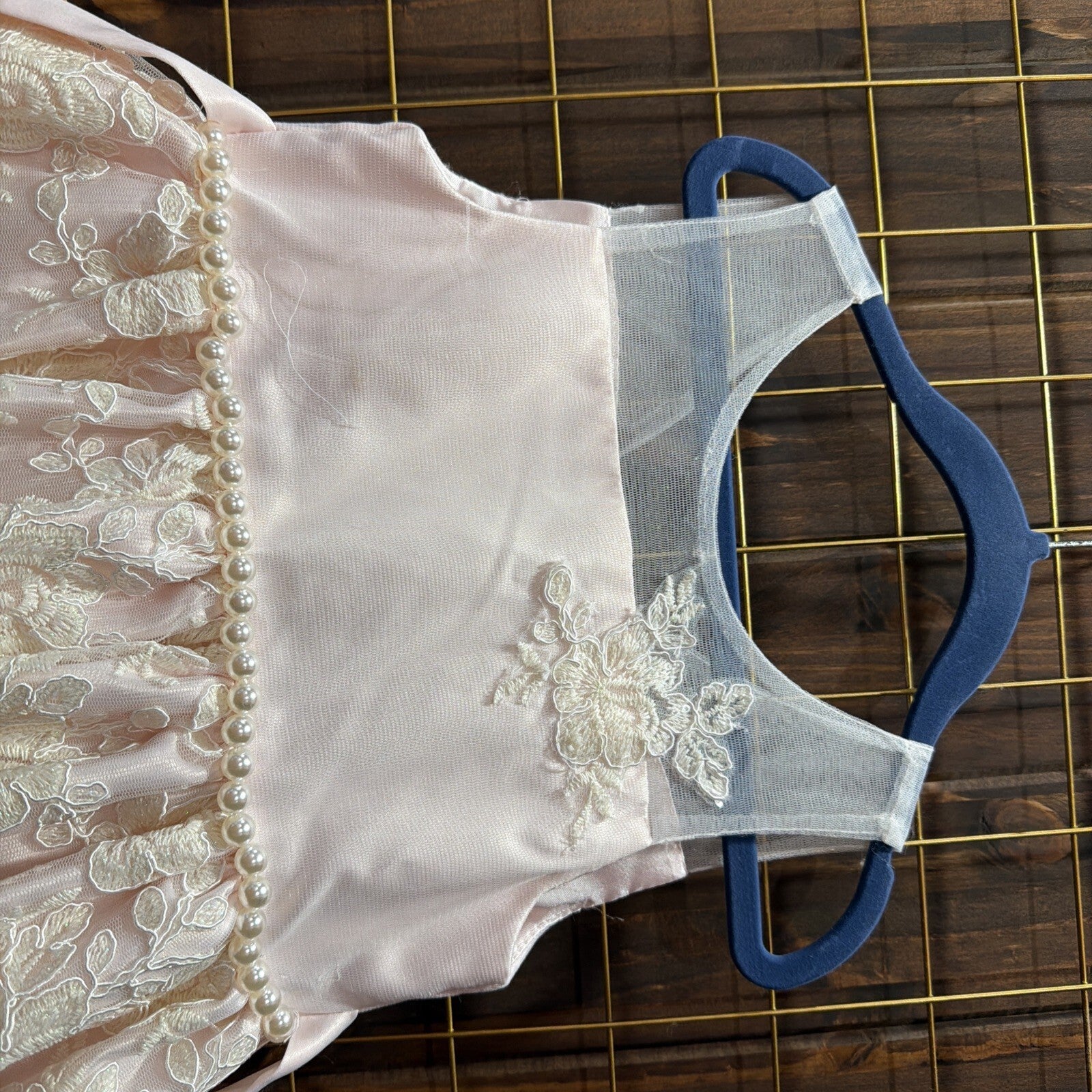 American Princess Girls Pink Floral Lace Party Dress Size 4
