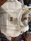 Cream Quilted Padded Pet Carrier Bag with Adjustable Straps