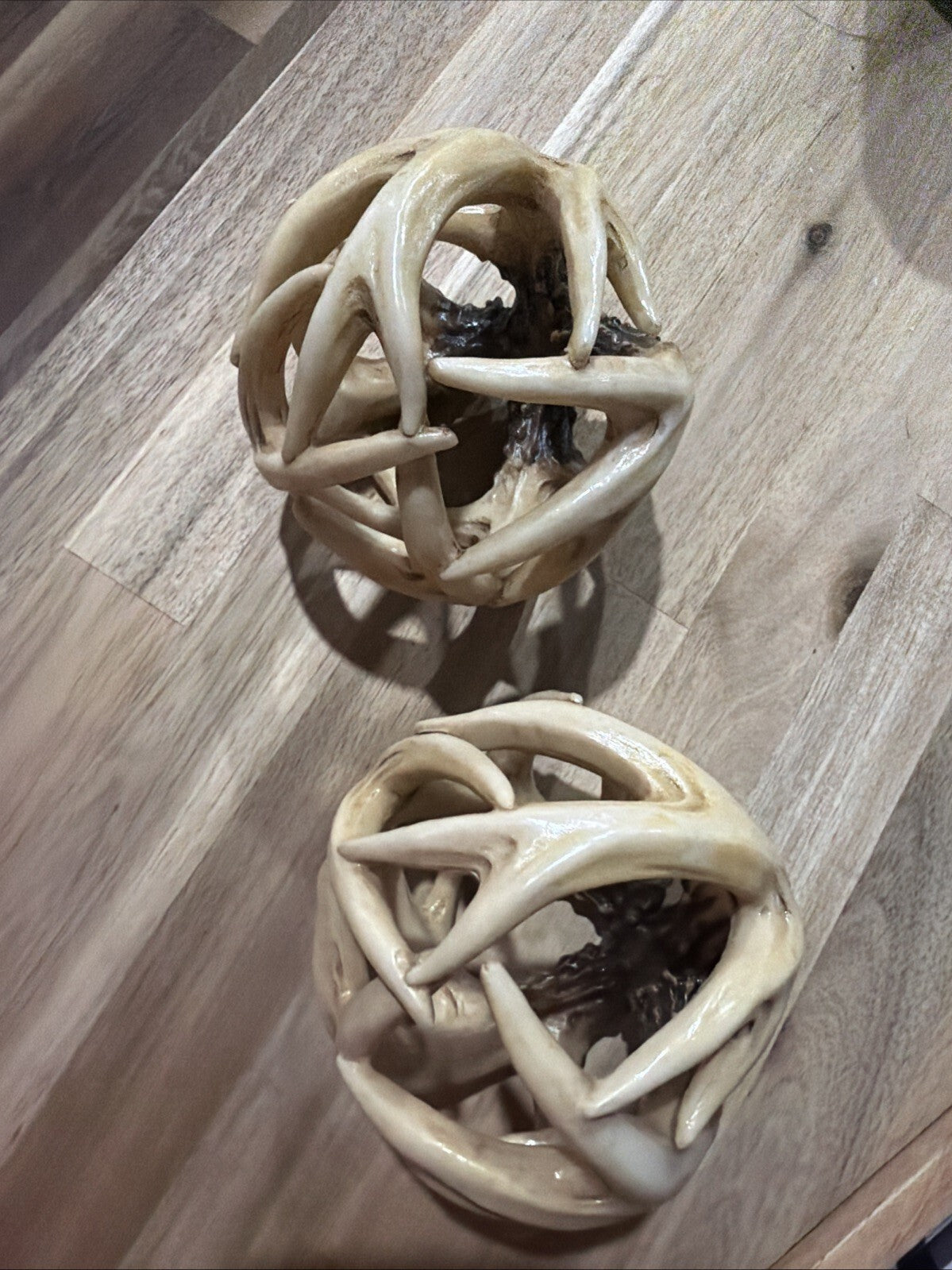 Decorative Handcrafted Antler Ball Ornaments Set of 2