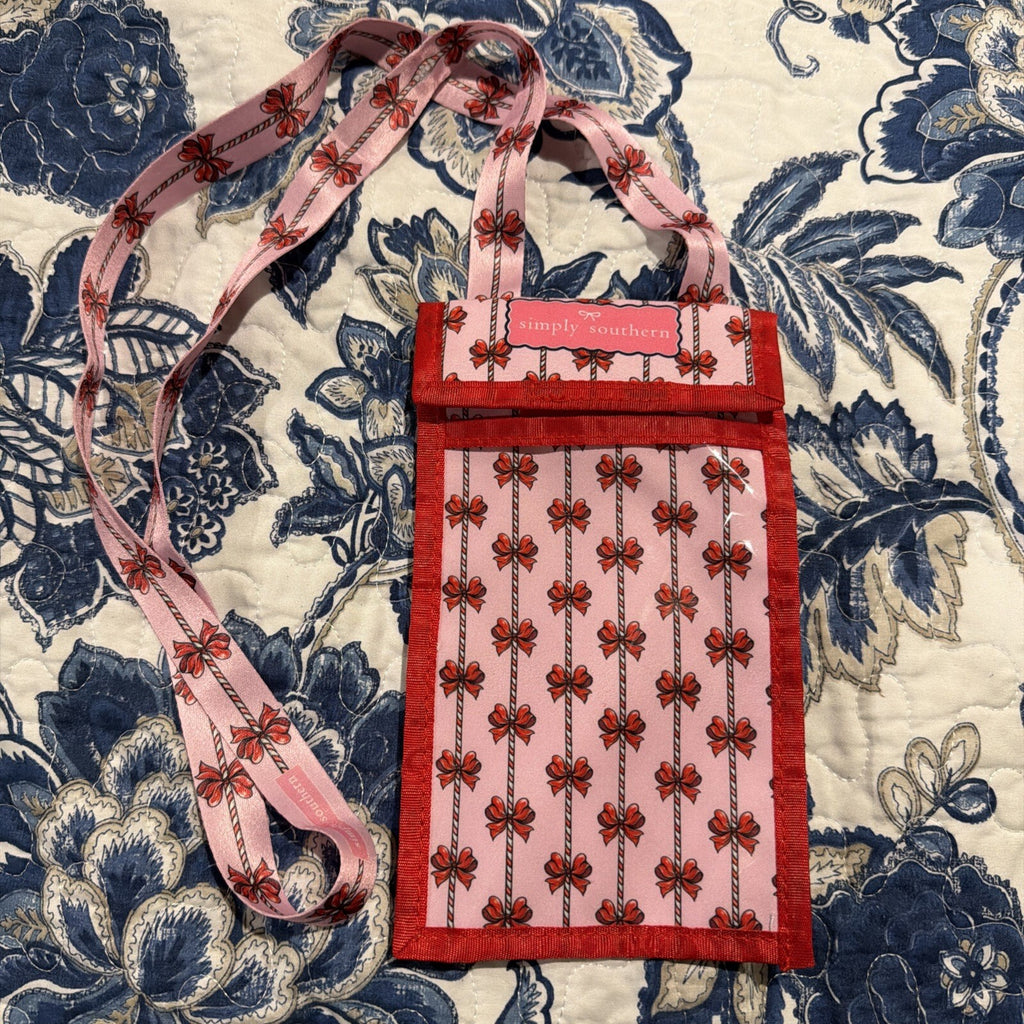 Simply Southern Crossbody Bag Pink with Red Bows New Without Tags