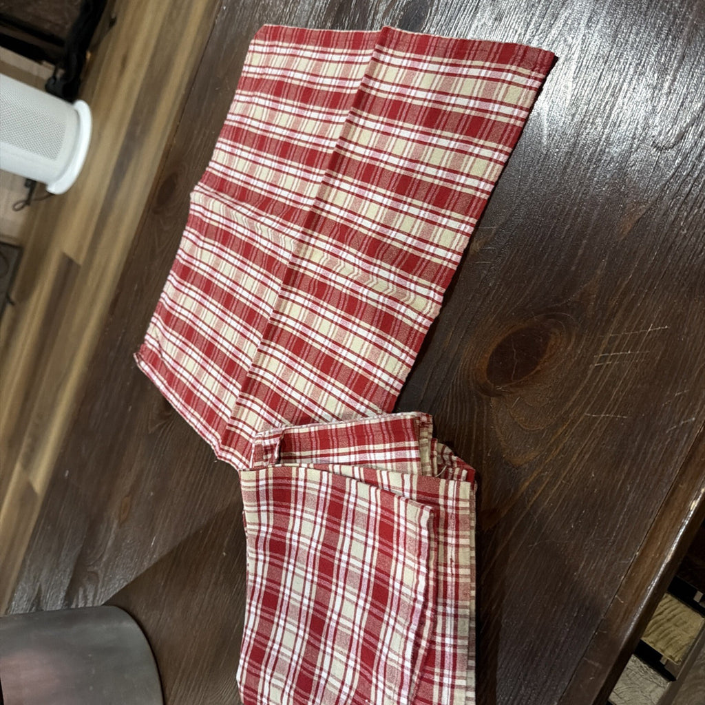 Set of 6 Red Plaid Print Cotton Napkins 18x18