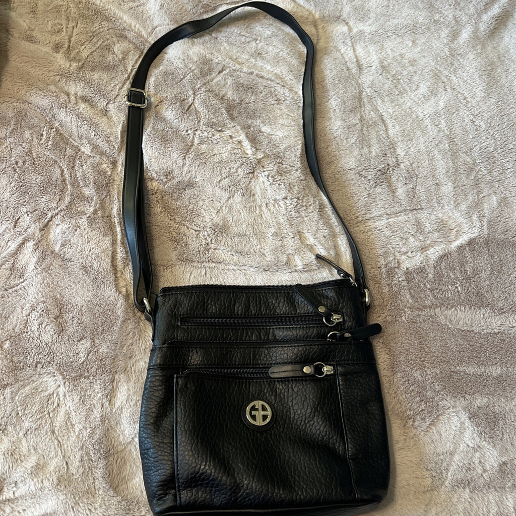 Giani Bernini Small Black Leather Crossbody Purse Classic Travel