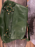 AJ Valenci womens handbag new leather, brgt forest green  14 inX10 in. full size