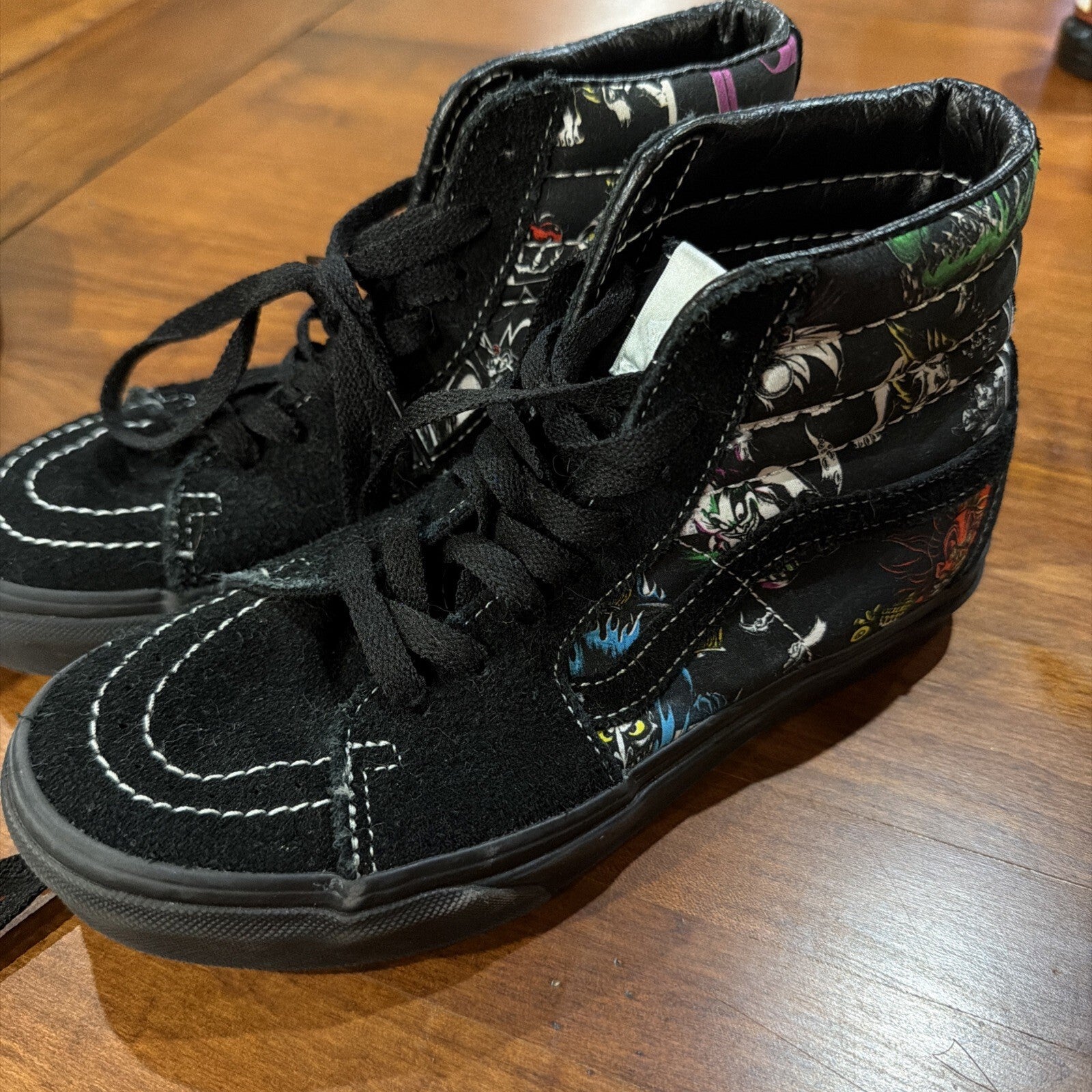 Vans Sk8-Hi Black Suede and Floral High Top Sneakers Size 4 US / 5.5 UK