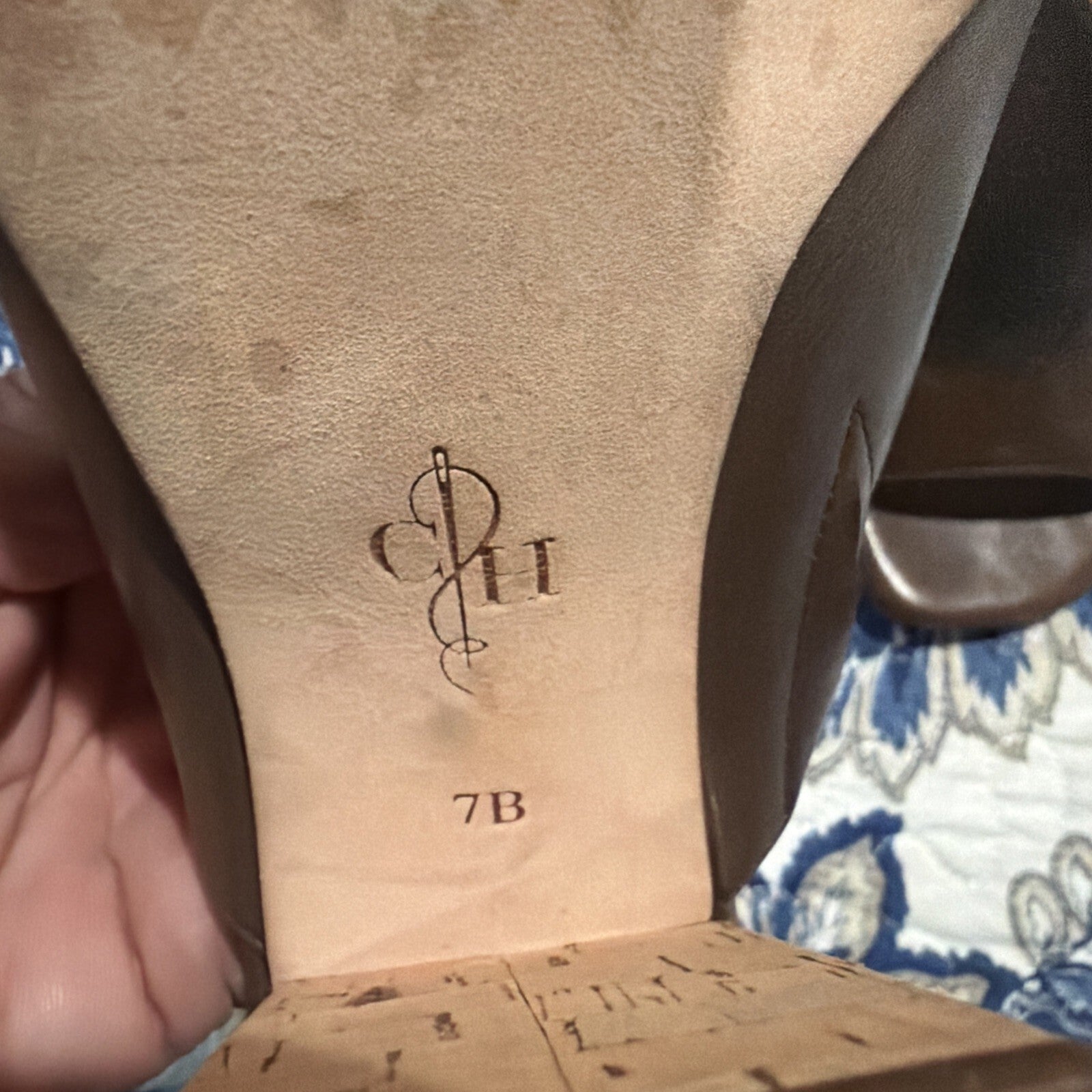 Cole Hann Brown Leather Open Toe Mule Heels Size 7B
