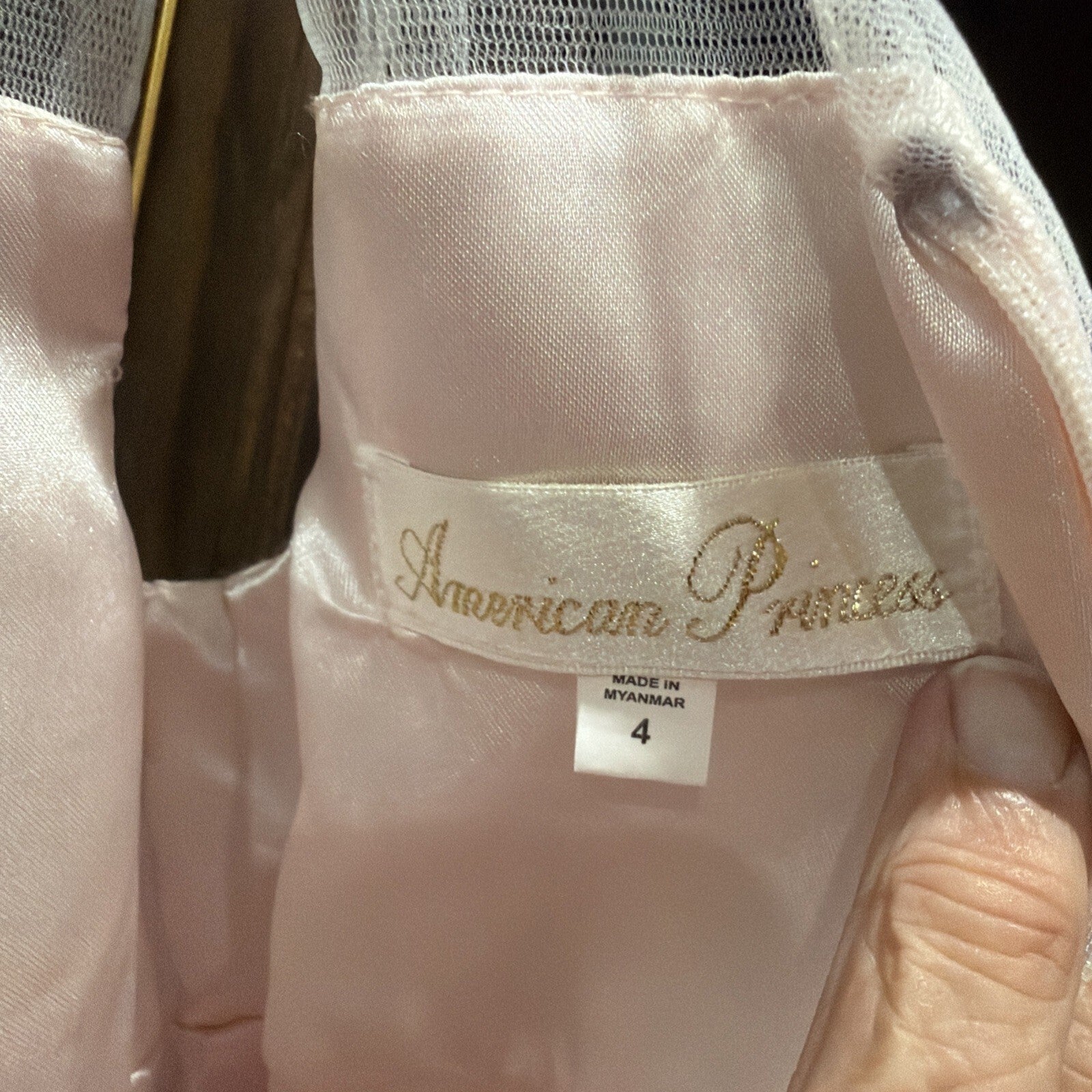 American Princess Girls Pink Floral Lace Party Dress Size 4