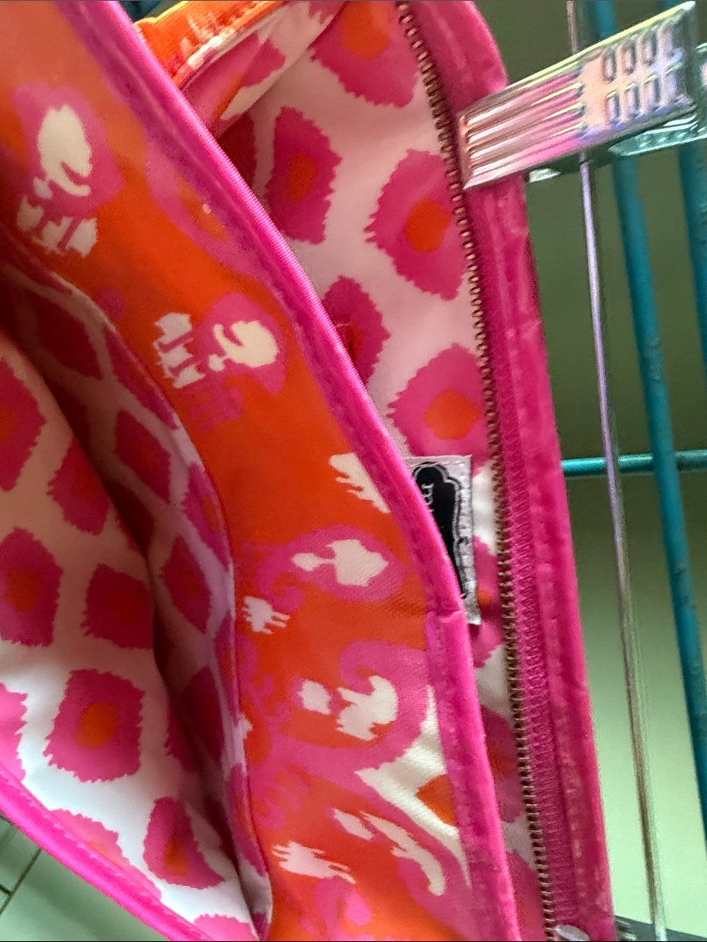 Mud Pie Pink and Orange Patterned Cosmetic Bag