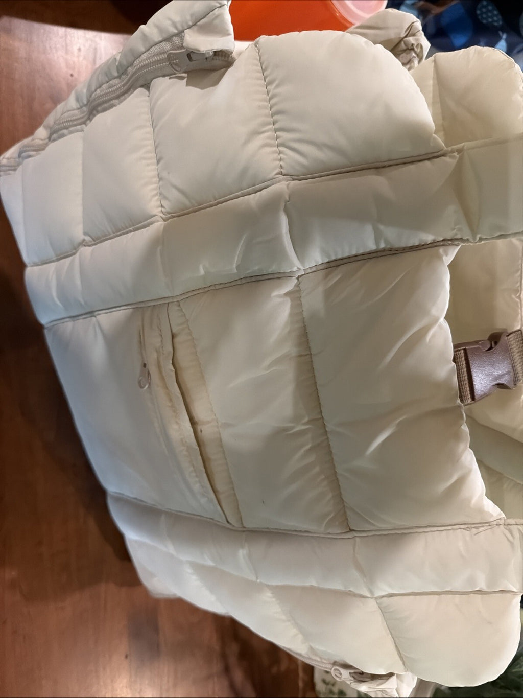 Cream Quilted Padded Pet Carrier Bag with Adjustable Straps