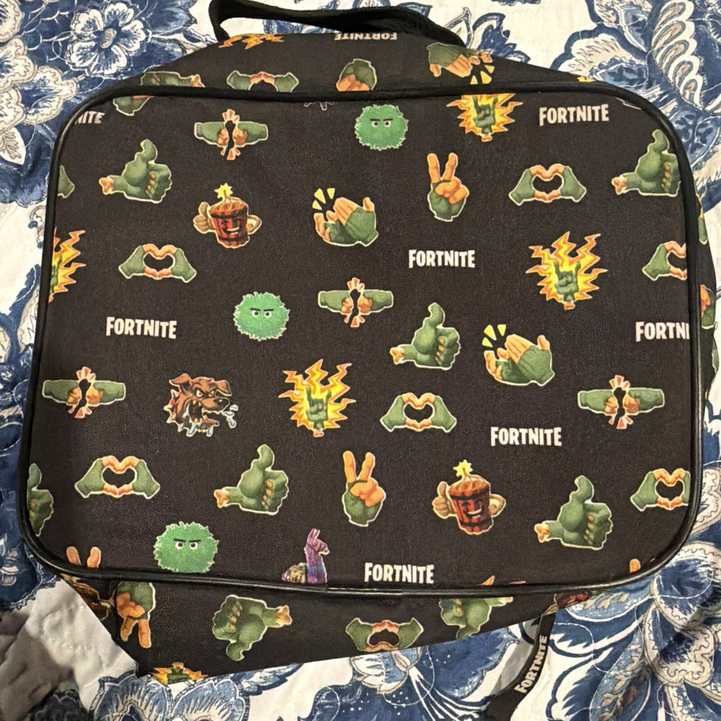Fortnite Insulated Zipper Lunch Bag with Handle Black