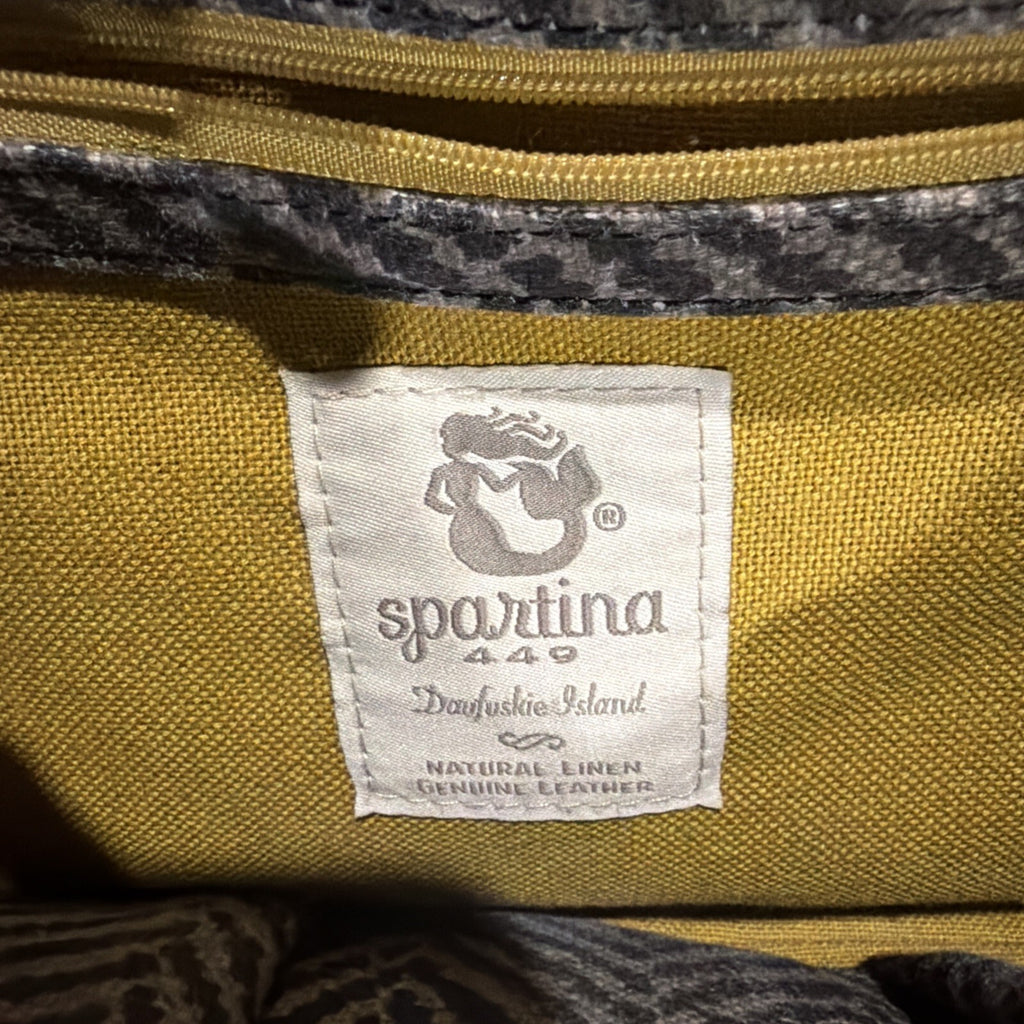 Spartina 449 Natural Linen and Genuine Leather Tote Bag