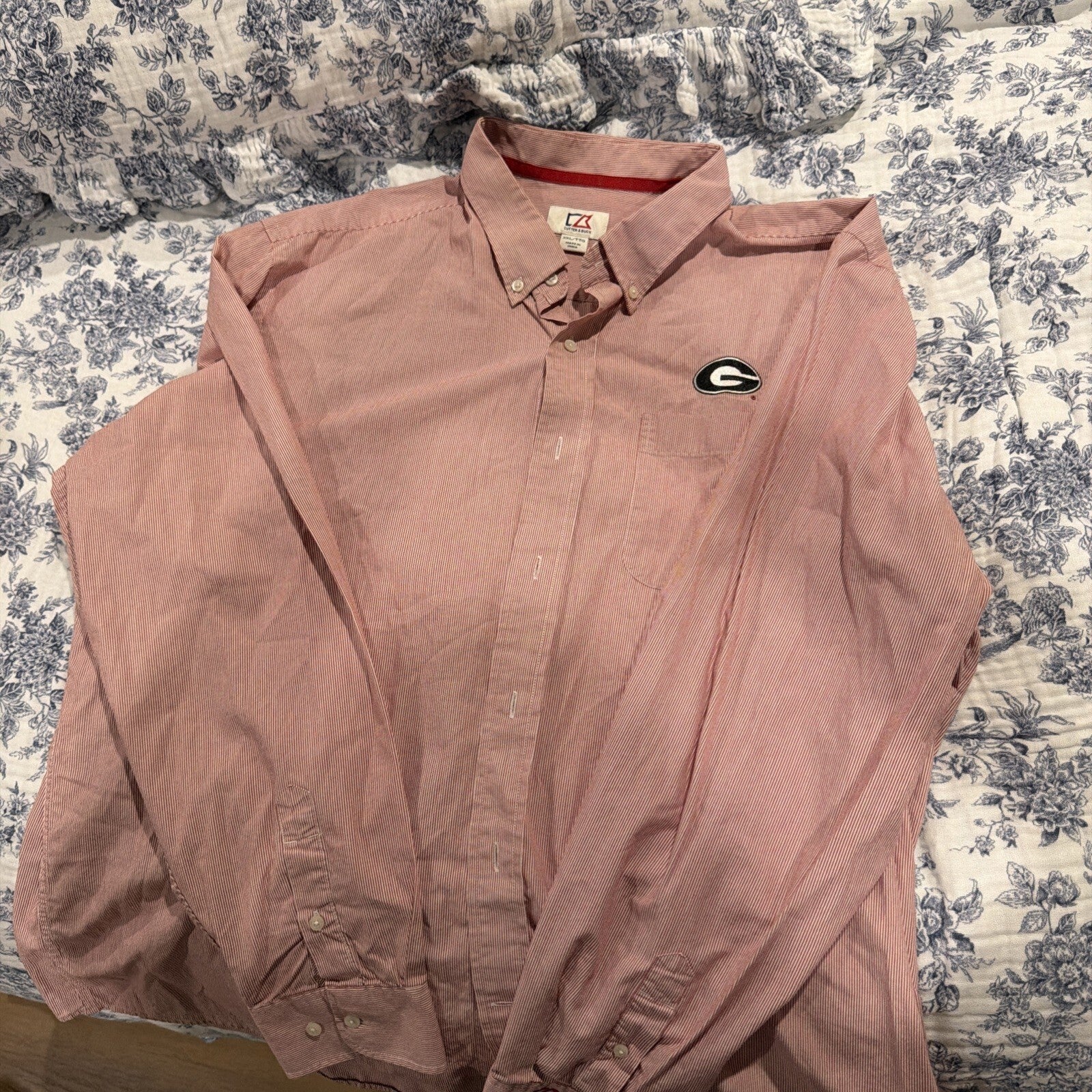 Cutter & Buck Long Sleeve Button Up Shirt with Georgia Bulldog Emblem Size XXL