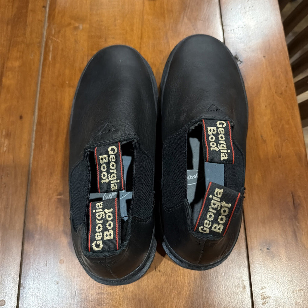 Georgia Boot Black Slip-On Work Shoes Size 9