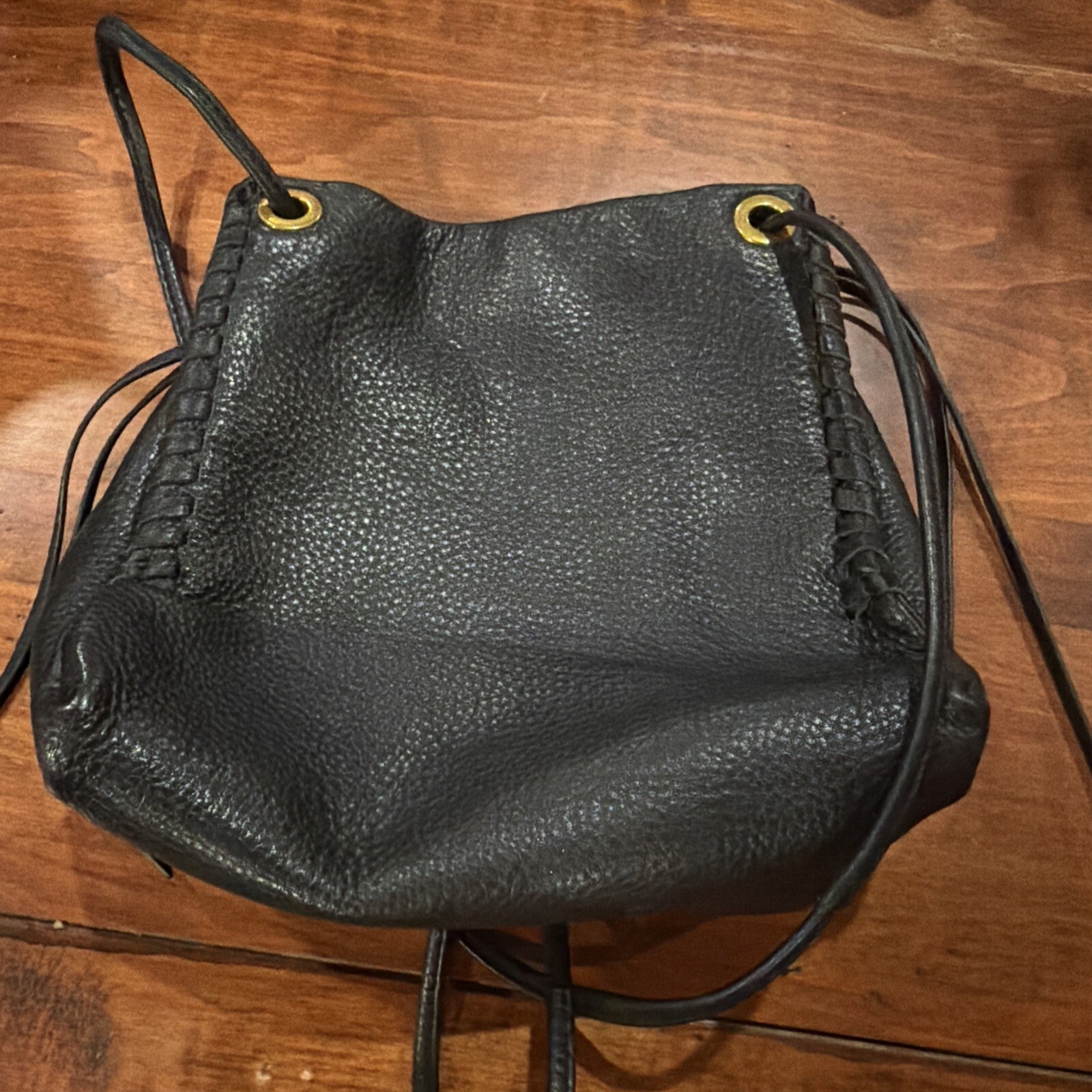 Liebeskind Black Leather Drawstring Bucket Bag