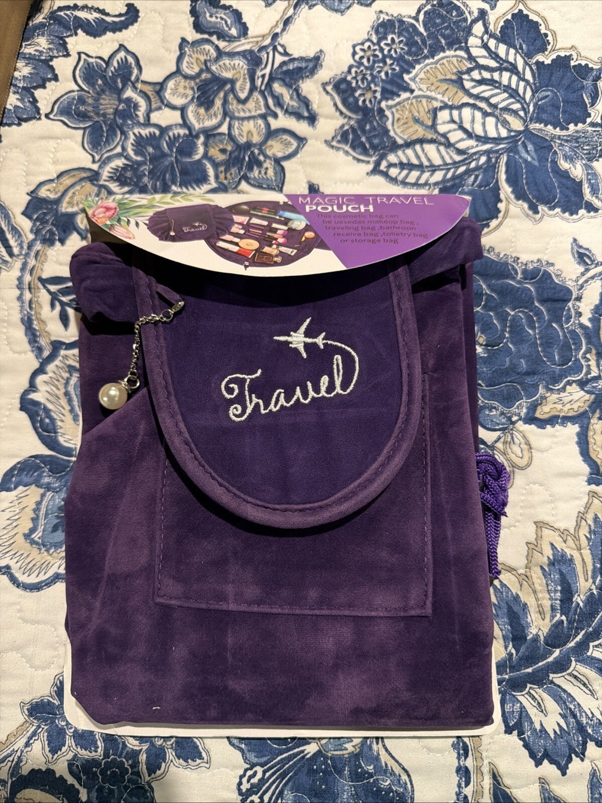 Magic Travel Pouch Purple For makeup, Toiletries, Or Travel Bag