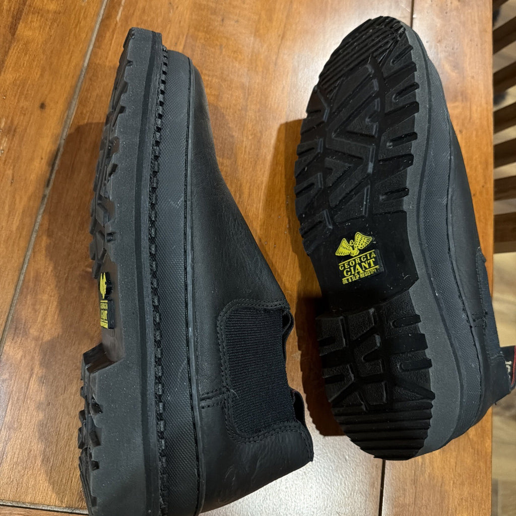 Georgia Boot Black Slip-On Work Shoes Size 9