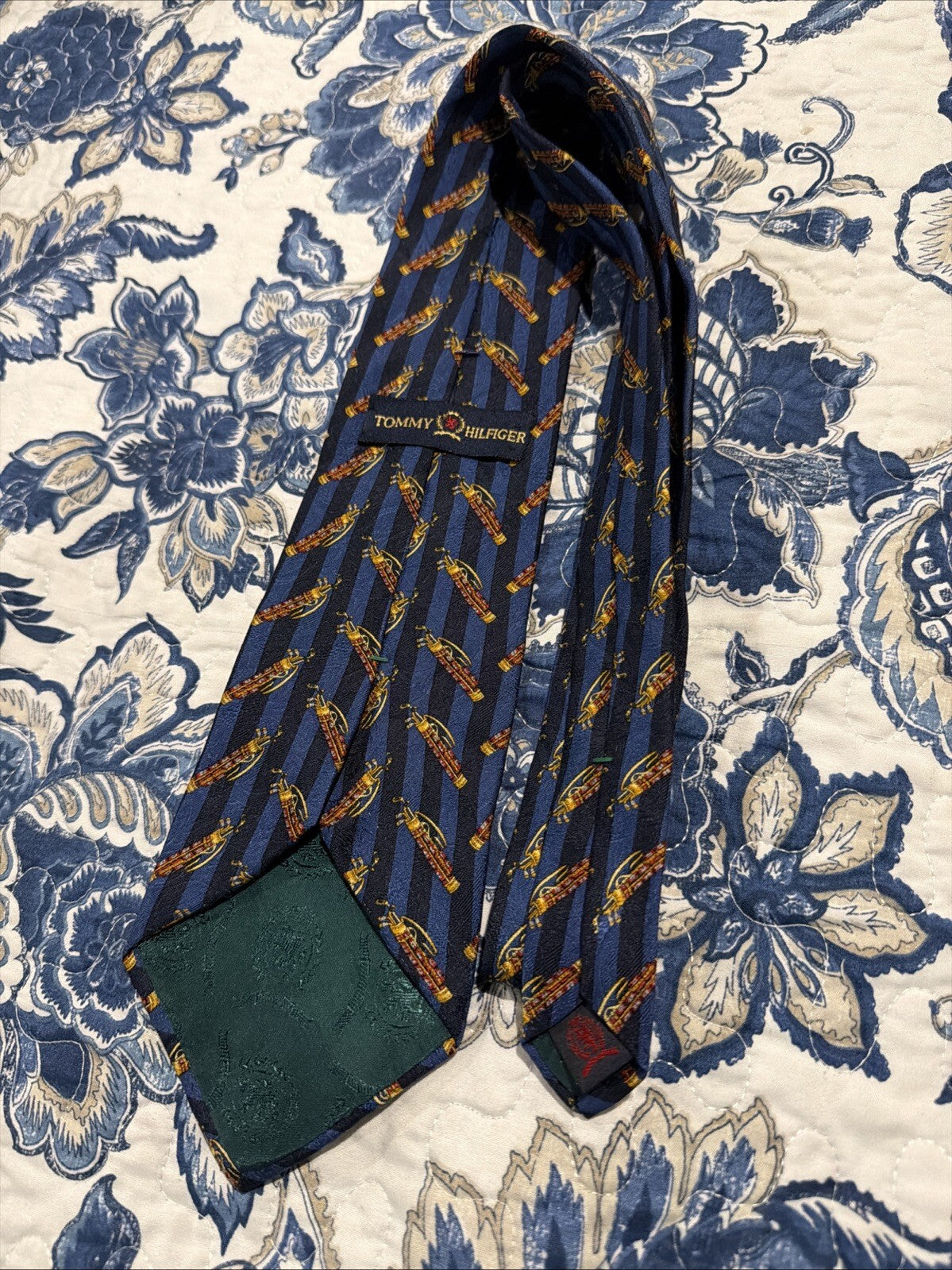 Tommy Hilfiger Navy Blue Patterned Silk Tie