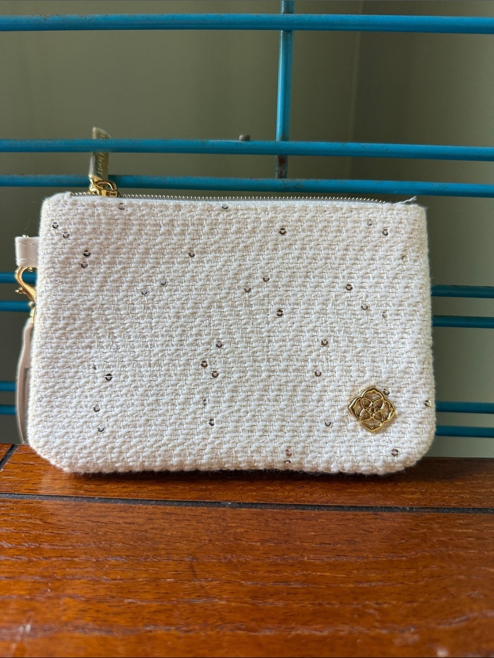 Kendra Scott Small White Beaded Wristlet Pouch