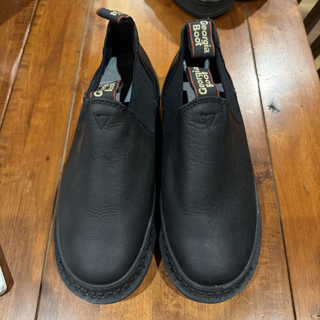 Georgia Boot Black Slip-On Work Shoes Size 9