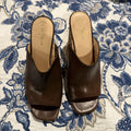 Cole Hann Brown Leather Open Toe Mule Heels Size 7B