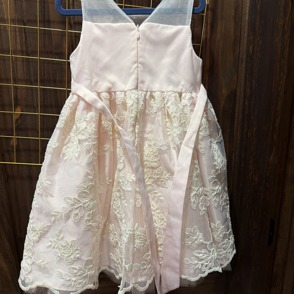 American Princess Girls Pink Floral Lace Party Dress Size 4