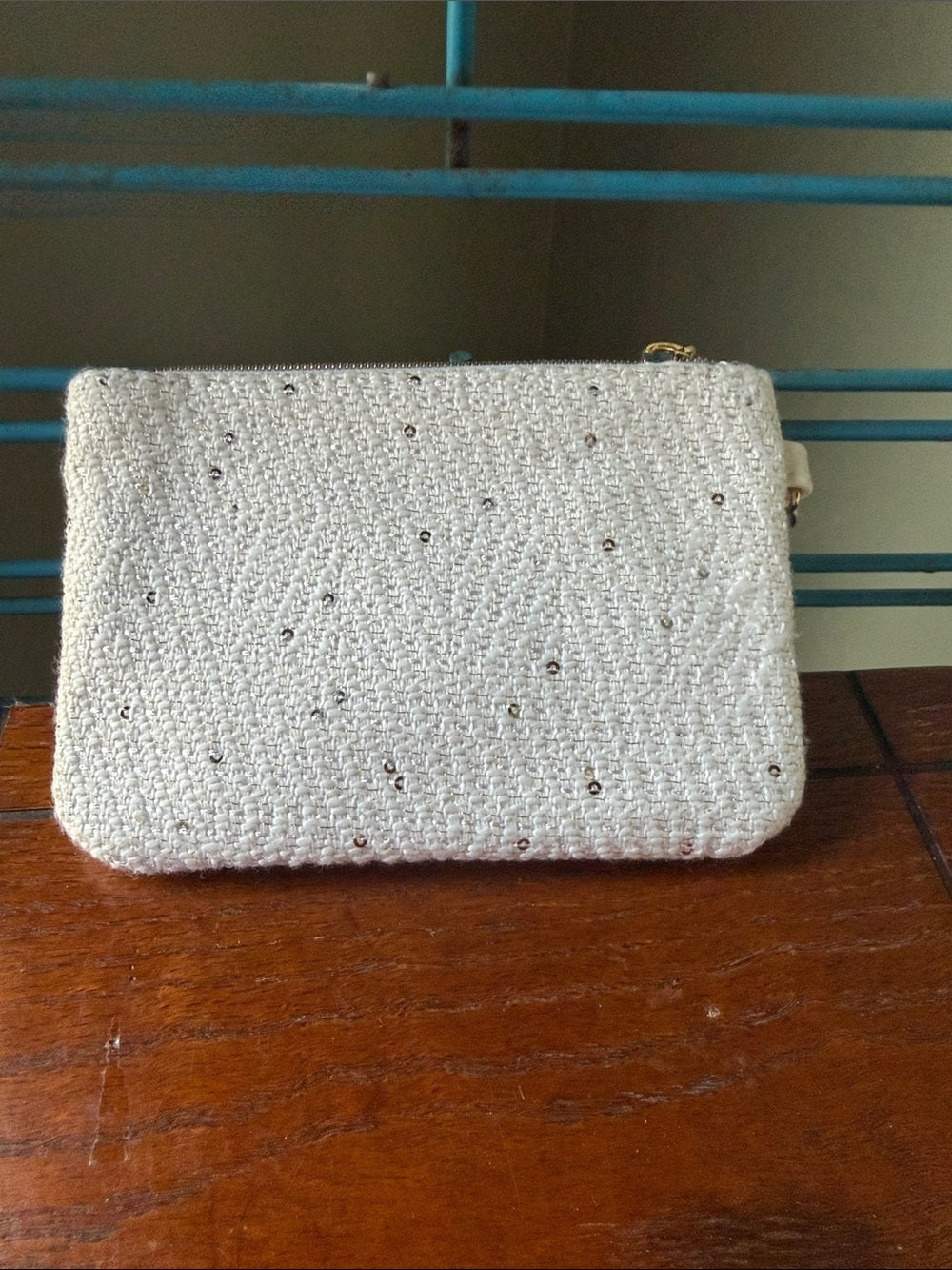 Kendra Scott Small White Beaded Wristlet Pouch