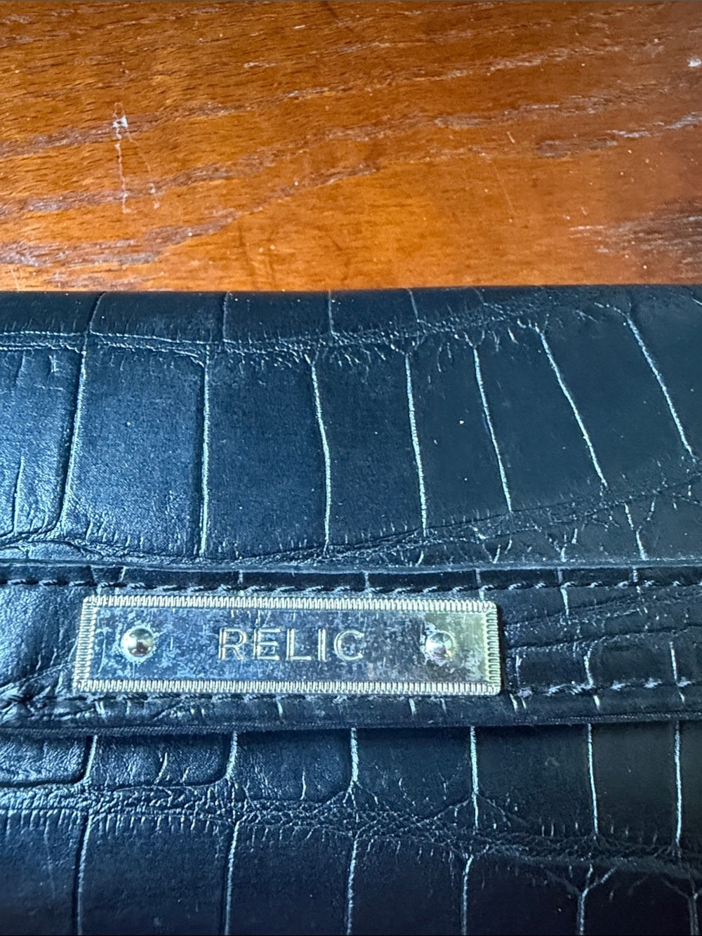 Relic Black Faux Leather Croc-Embossed Wallet