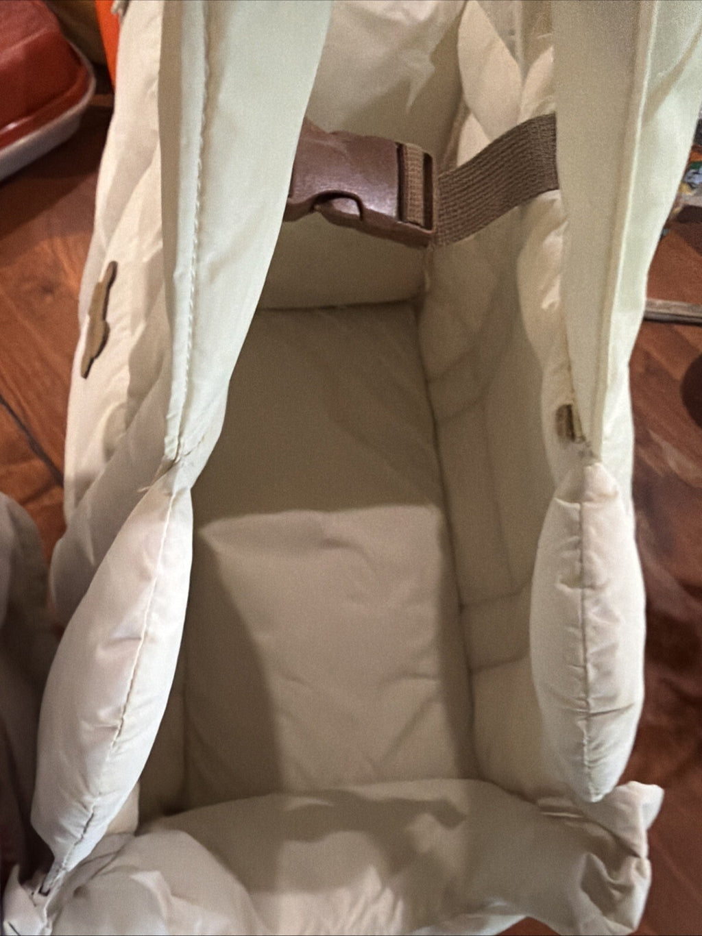 Cream Quilted Padded Pet Carrier Bag with Adjustable Straps