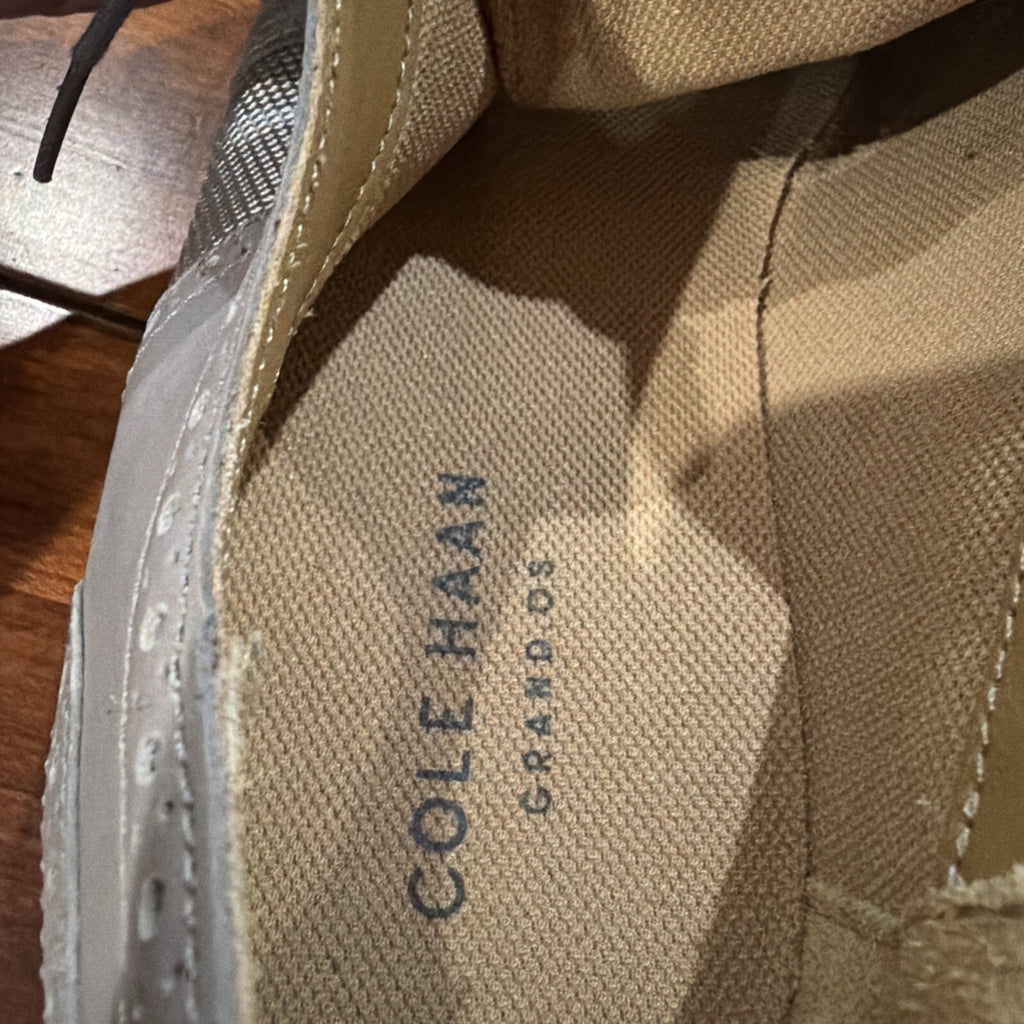 Cole Haan Men's Gray Leather and Mesh Wingtip Dress Shoes Size 9.5 M