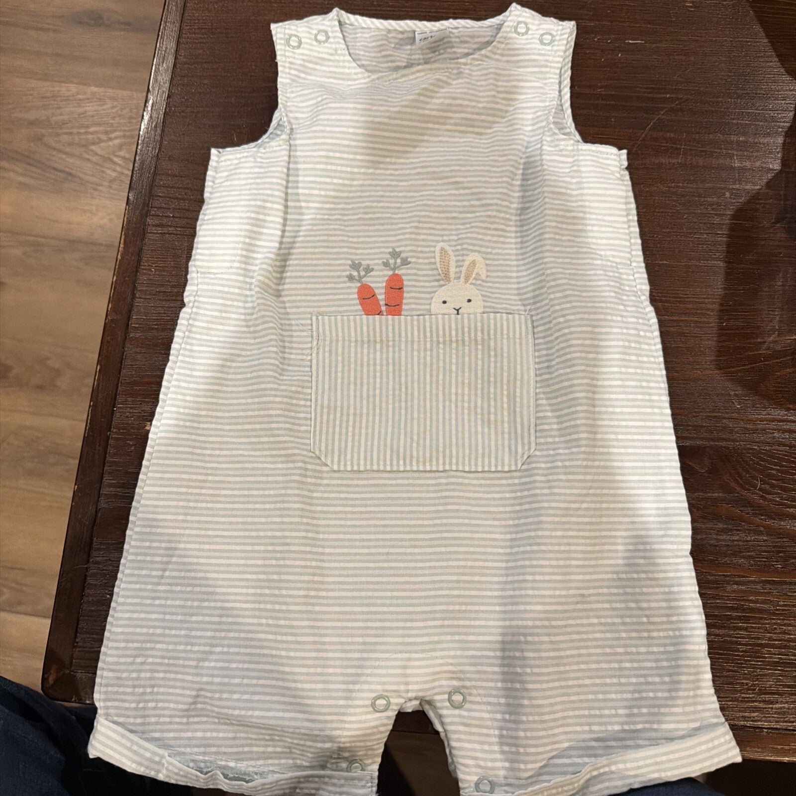 Carter's Baby Sleeveless Romper with Bunny and Carrot Pocket 18 Months