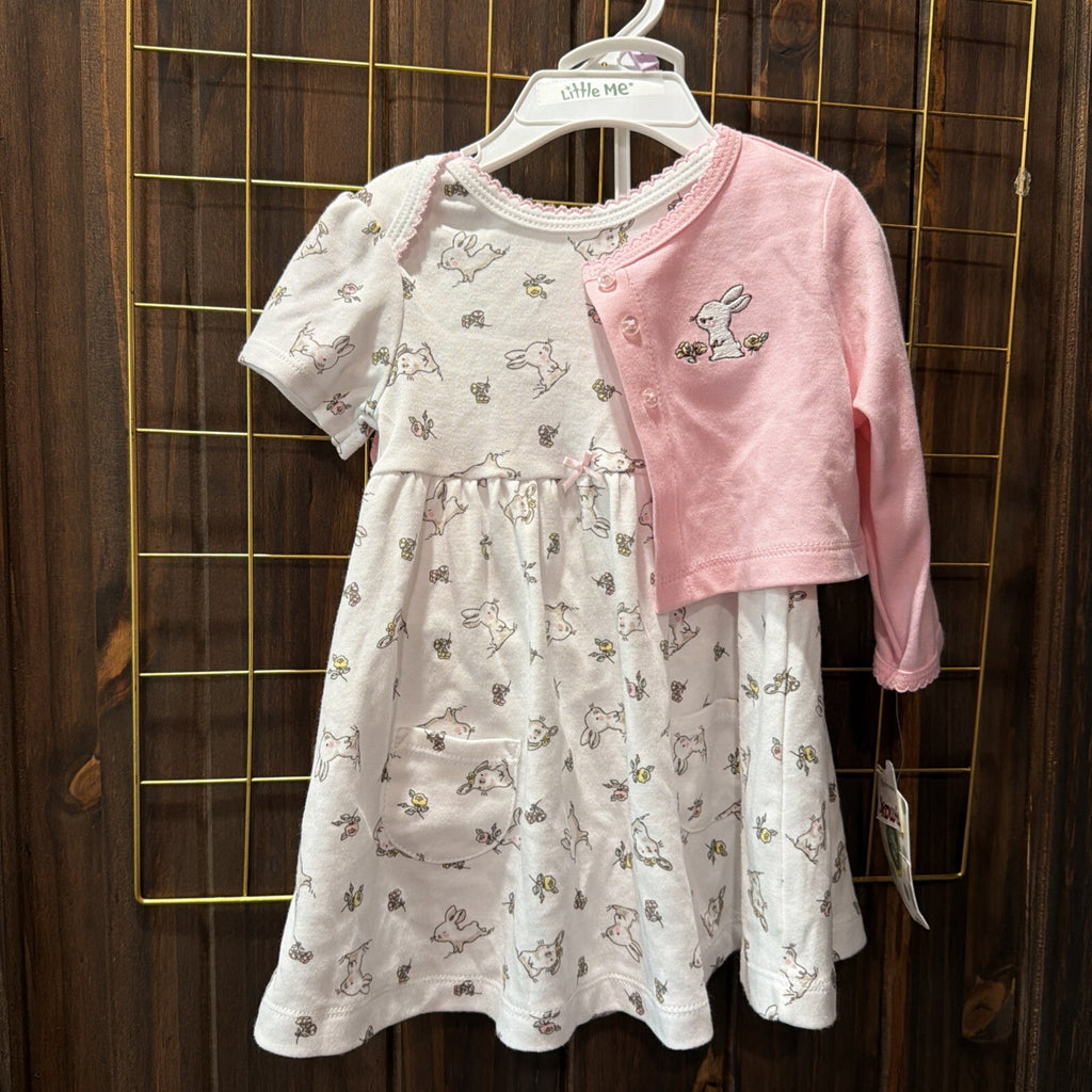 Little Me Baby Knit Dress Set with Pink Cardigan 9 Months