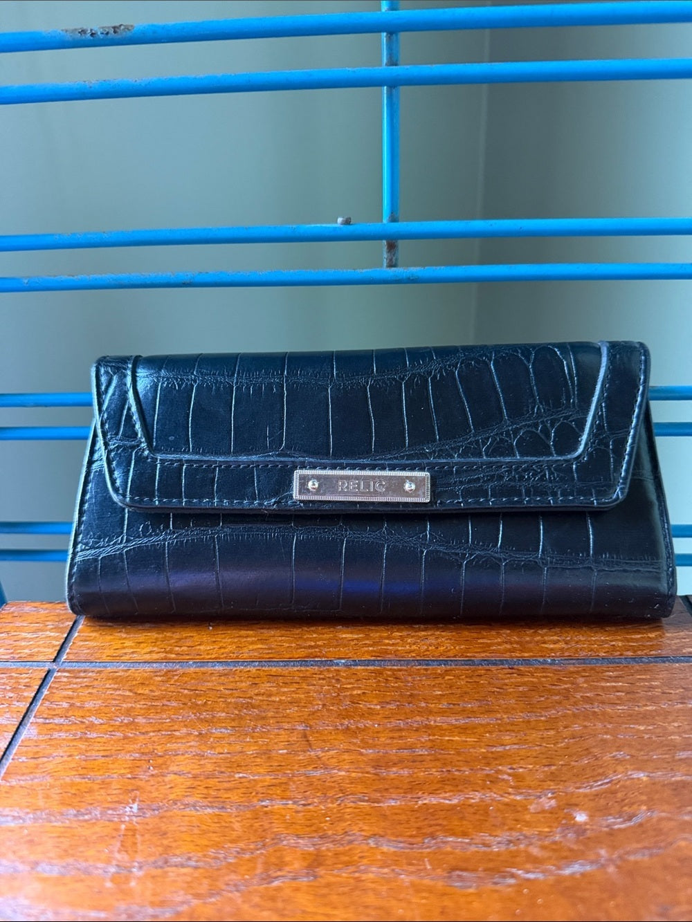 Relic Black Faux Leather Croc-Embossed Wallet
