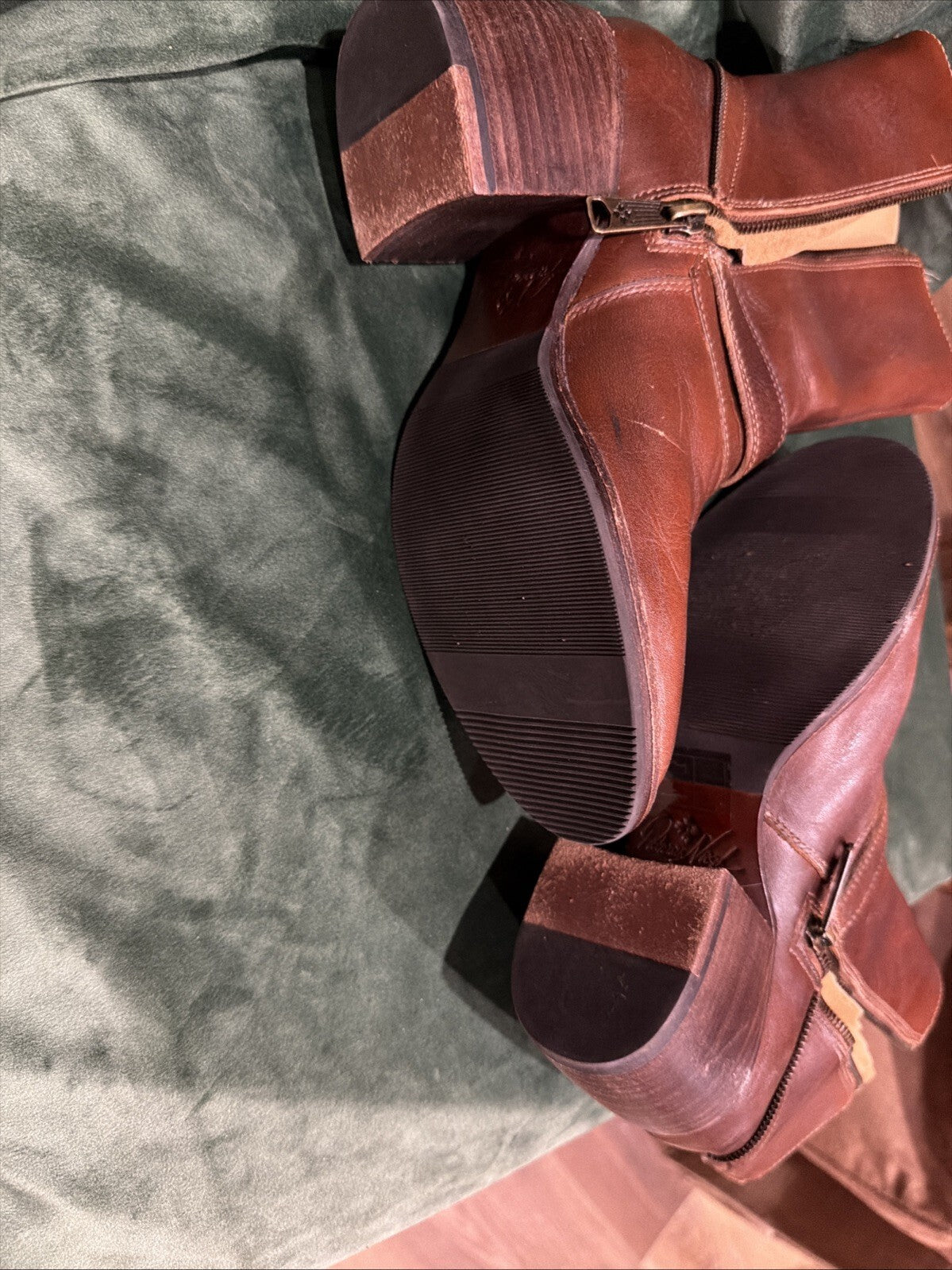 Patricia Nash Brown Leather Mid-Calf Boots with Buckle Detail
