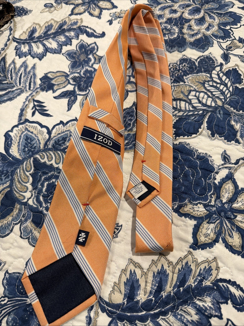 IZOD Orange and White Striped Men's Tie