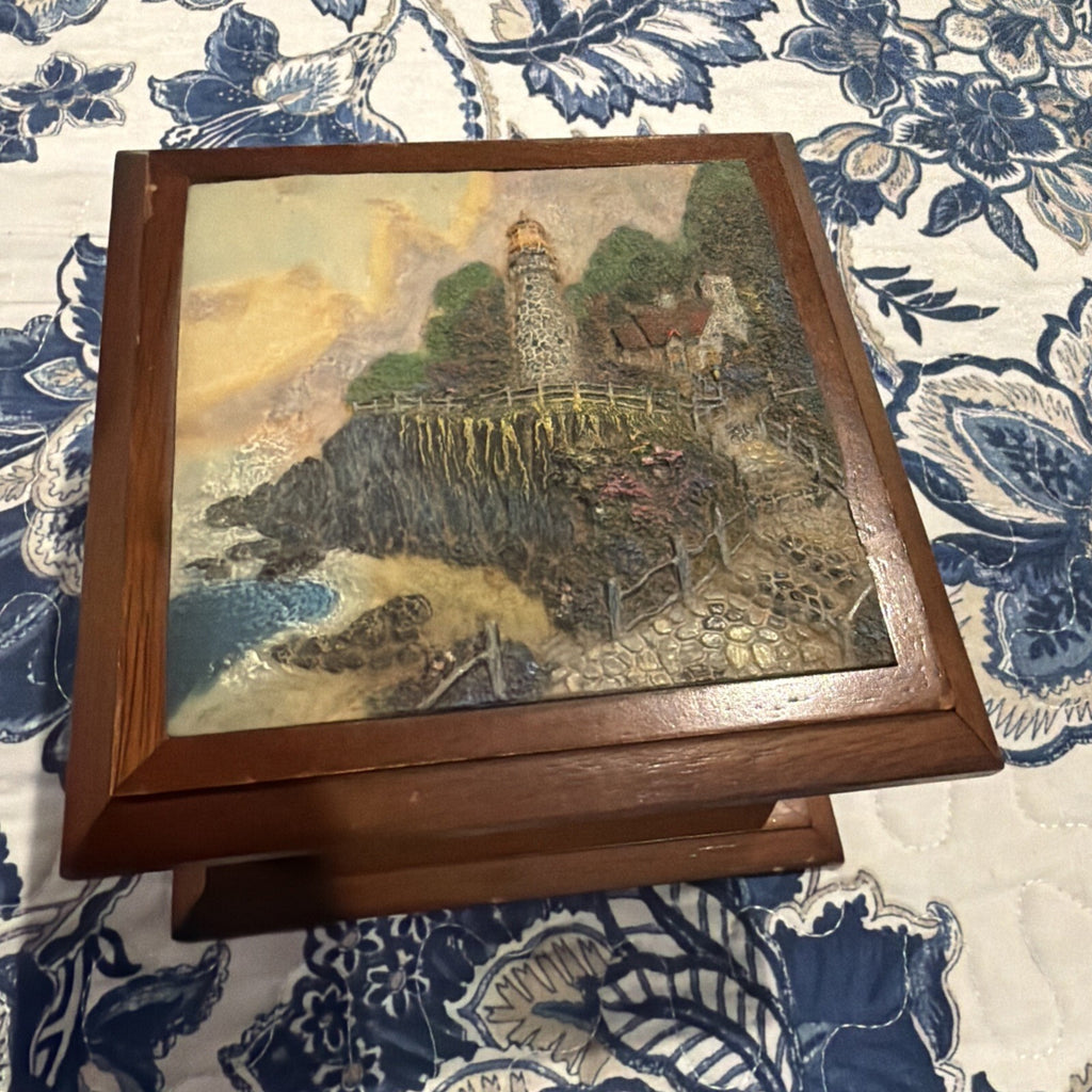 Thomas Kinkade Light of Peace Wooden Jewelry Box with Mirror