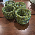 Set of Four Green Beaded Napkin Rings