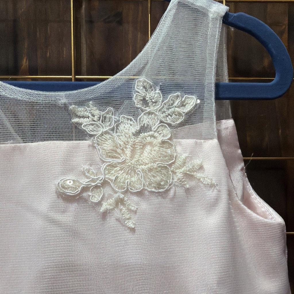 American Princess Girls Pink Floral Lace Party Dress Size 4
