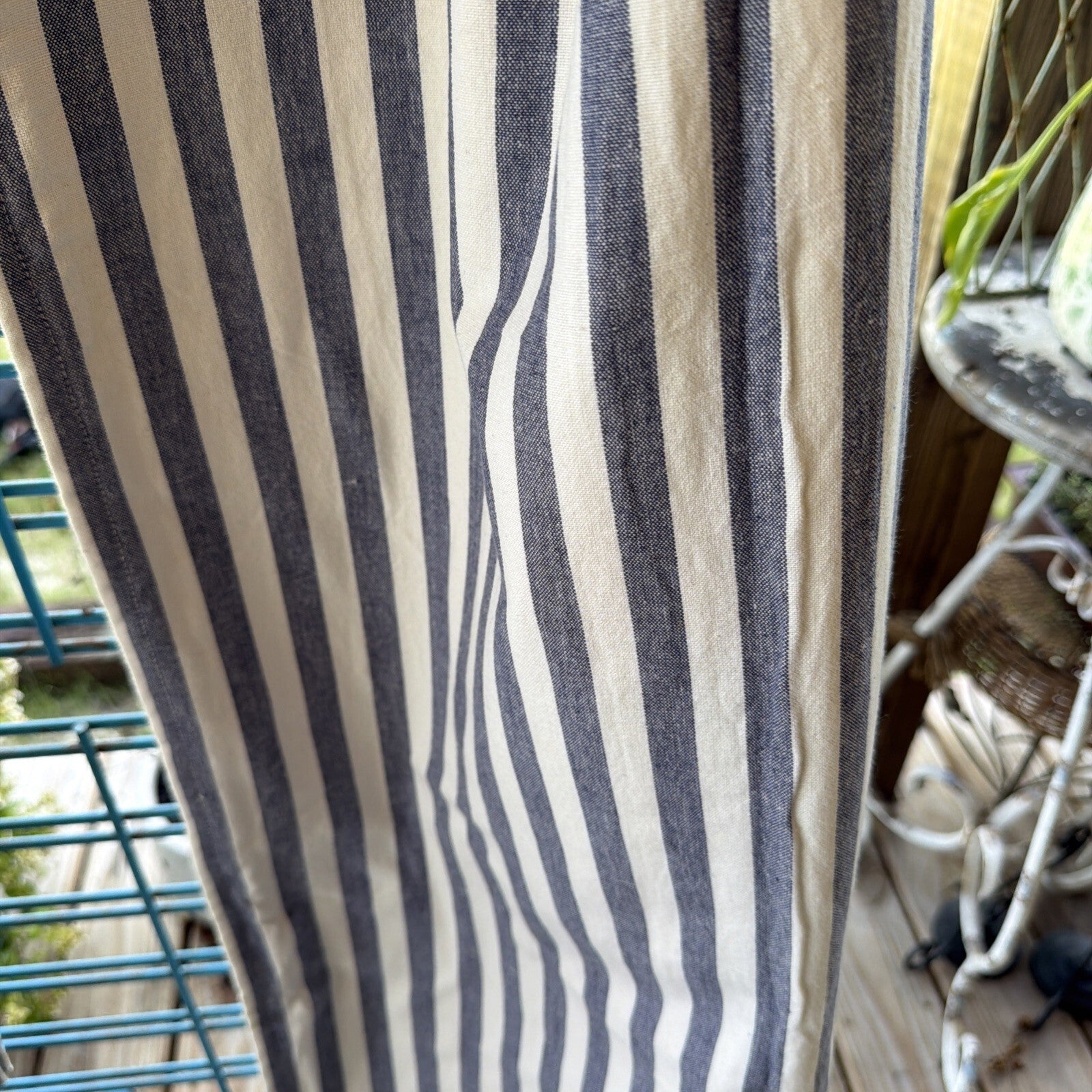 Striped Blue and White Cotton Pants