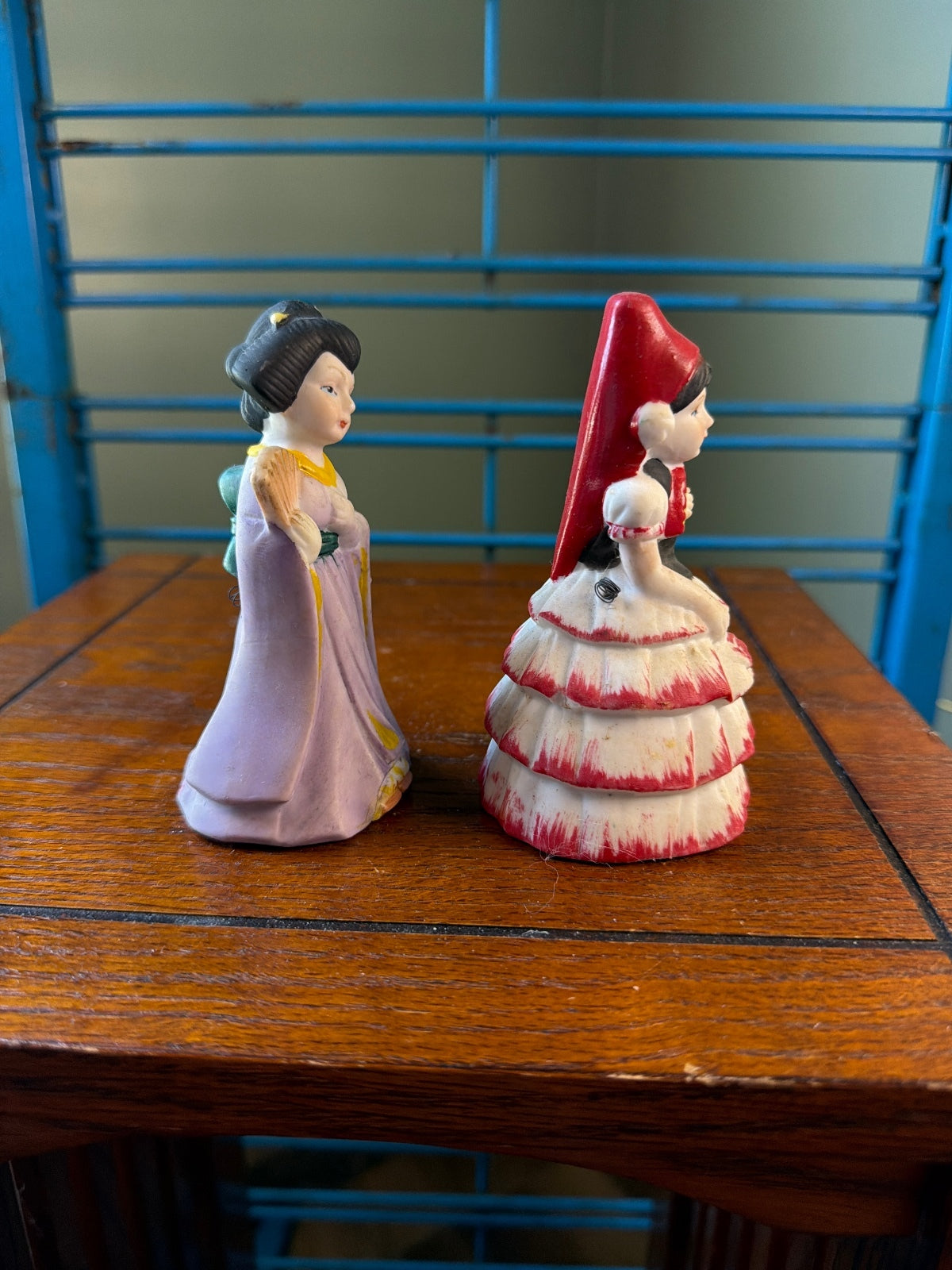 Vintage Flamingo Porcelain Figurines Set of 2 - Asian and European Ladies