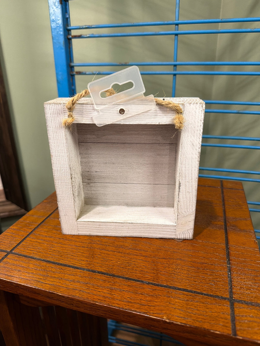 White Wooden Hanging Basket Planter with Rope Handle