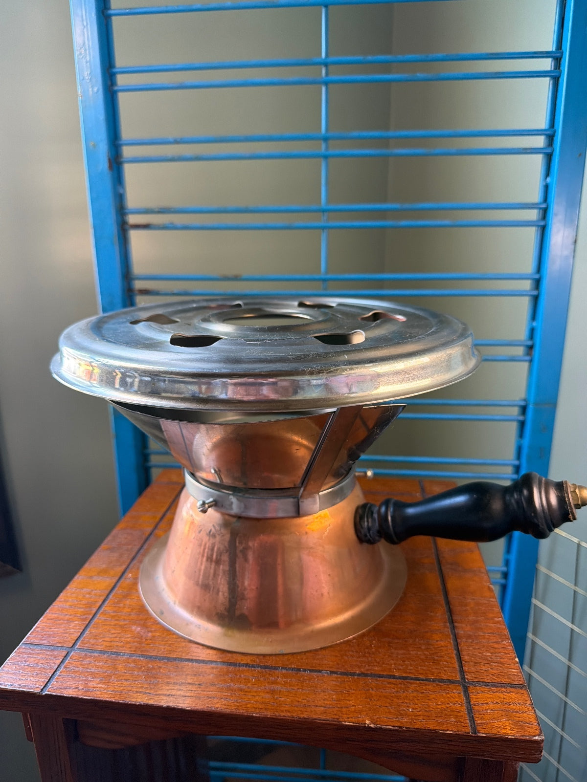 Vintage Copper Stove Pipe with Handle and Ventilation Cover