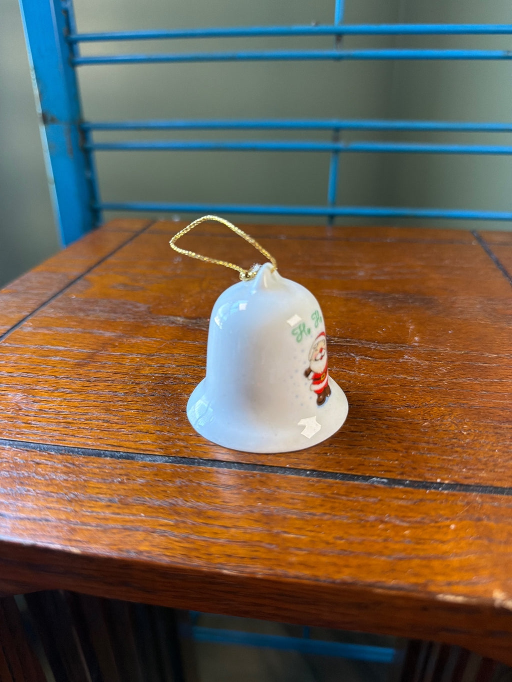 Russ Christmas Ceramic Bell Ornament with Santa Claus Design