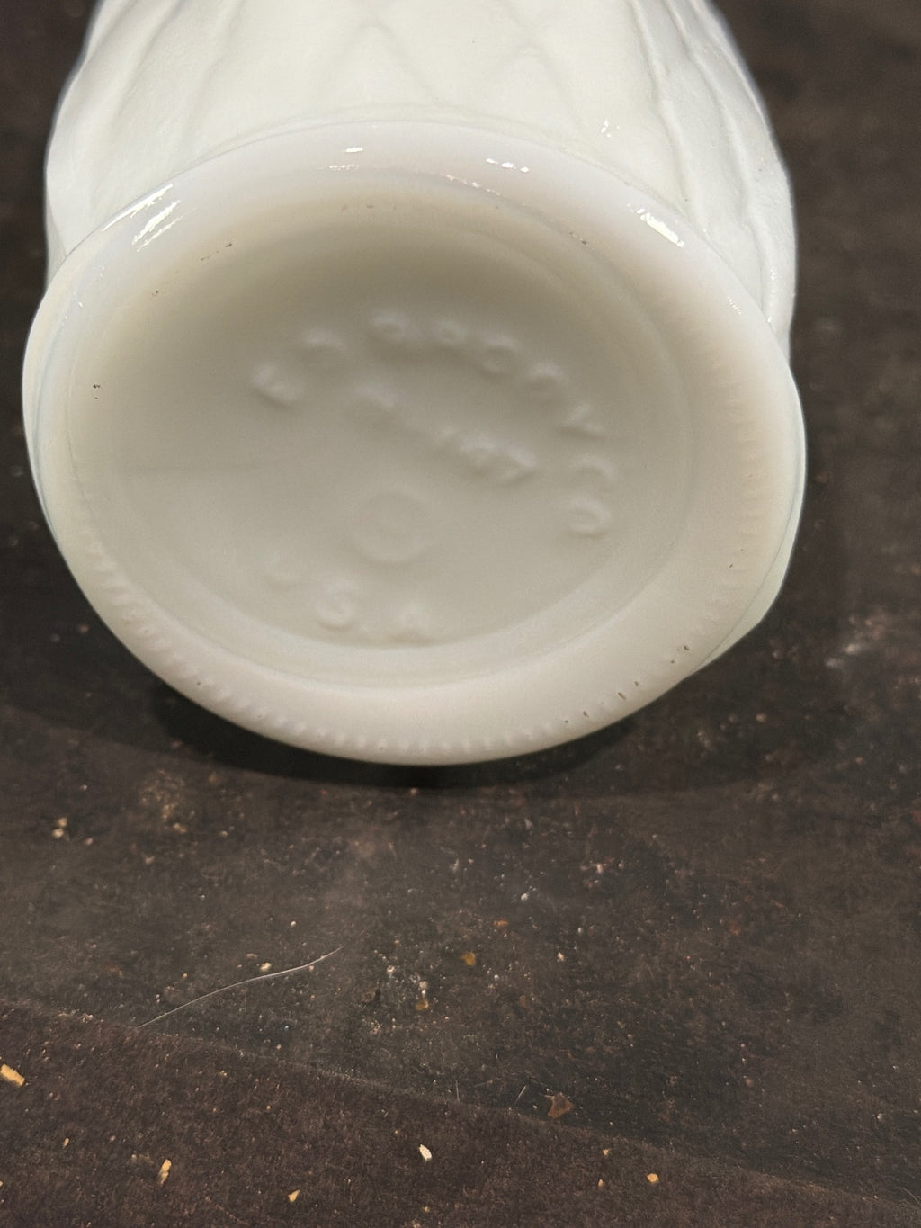 Vintage E.O. Brody Co. White Milk Glass Bud Vase with Diamond-Quilted Pattern