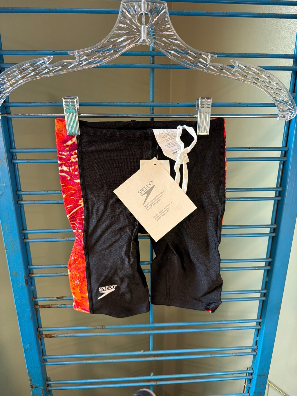 Speedo Boys' Black and Red Performance Swim Jammer Shorts Size 24