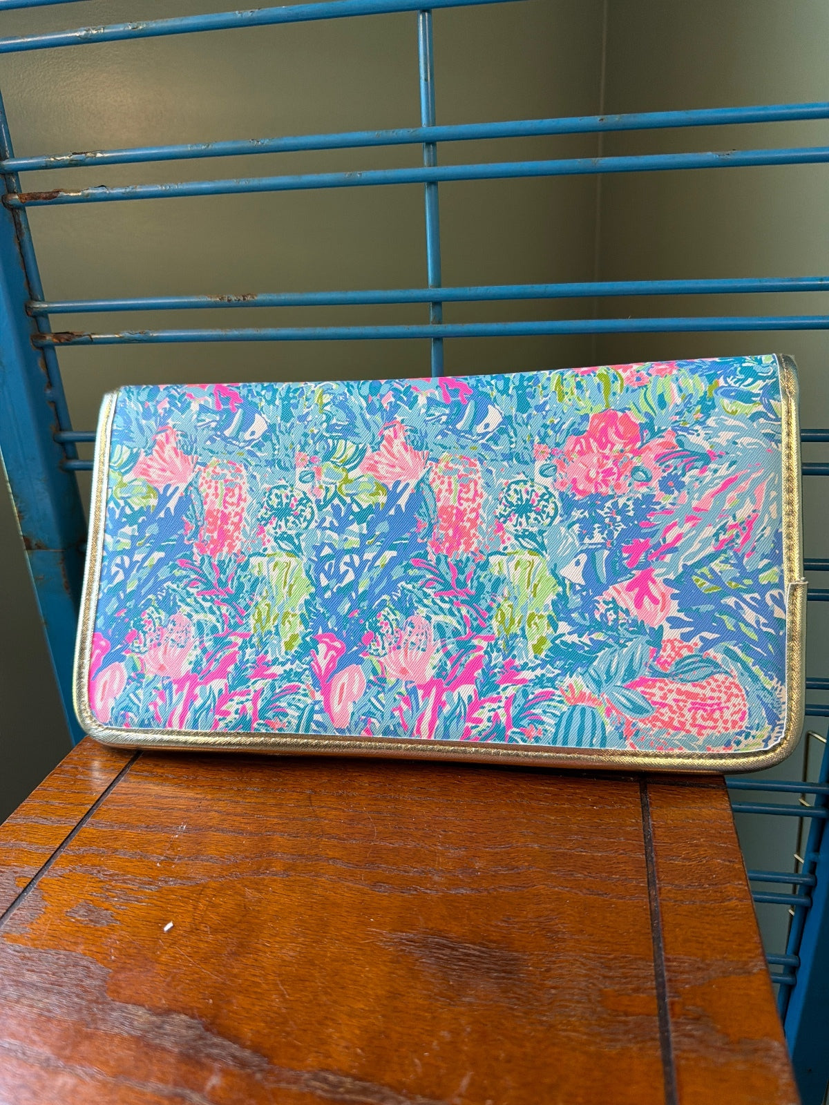 Lilly Pulitzer Floral Pattern Wallet with Gold Trim