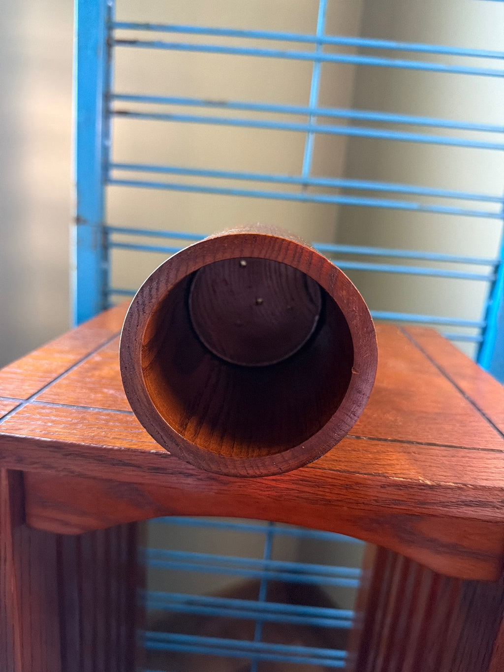 Vintage Teakwood Utensil Holder with Drainage Holes