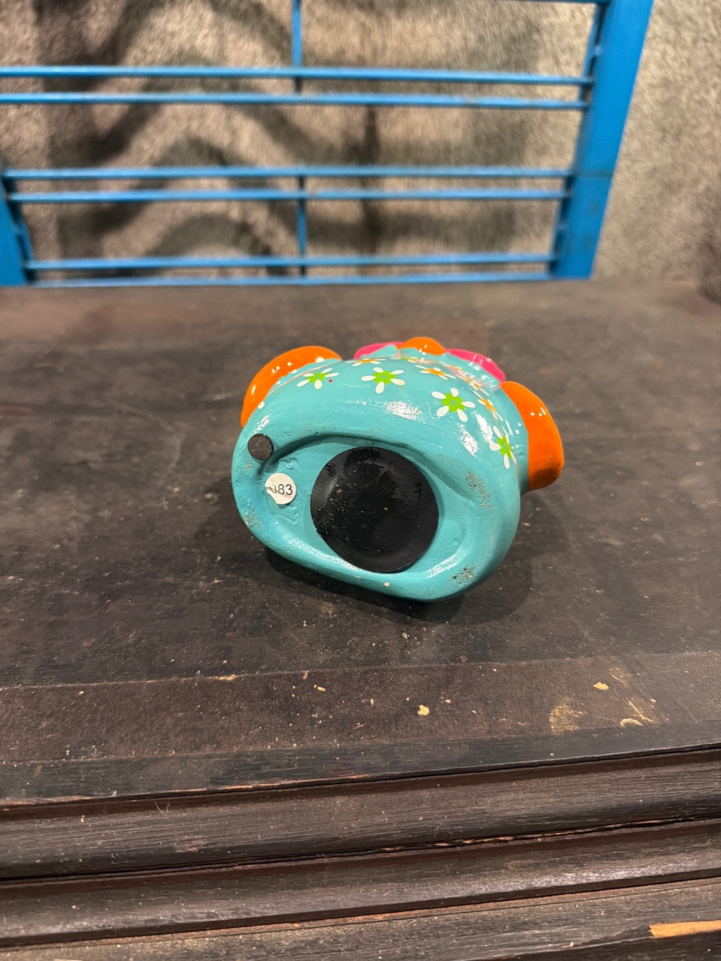 Hand-Painted Ceramic Owl Coin Bank with Floral Design